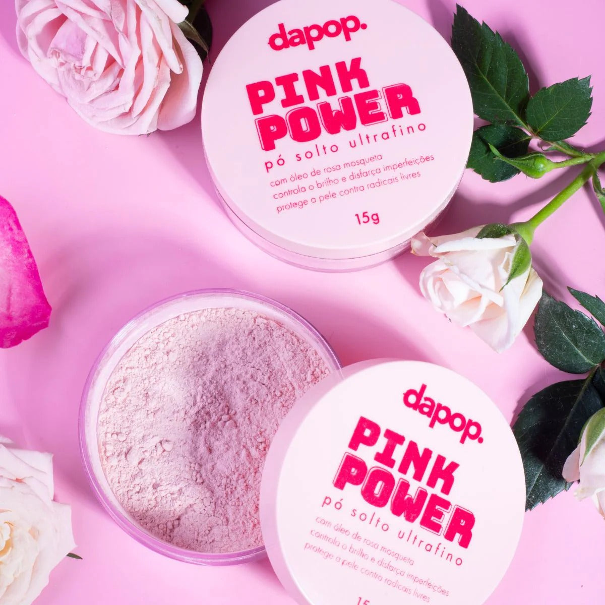 Pó Solto Ultrafino Pink Power Rosa Mosqueta - Dapop | Efeito Aveludado e Controle da Oleosidade