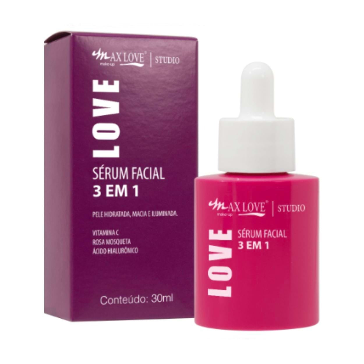 Sérum Facial 3 em 1 Vitamina C + Rosa Mosqueta + Ácido Hialurônico – Max Love