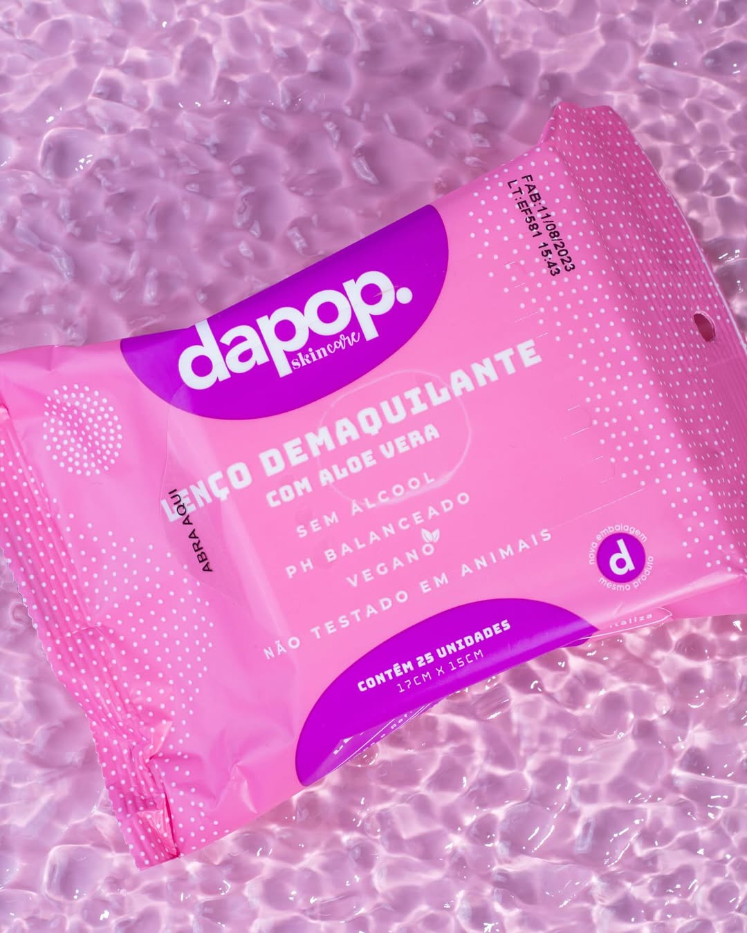 Lenços demaquilantes - Dapop (Peach Clean, Rosa mosqueta e Aloe Vera)