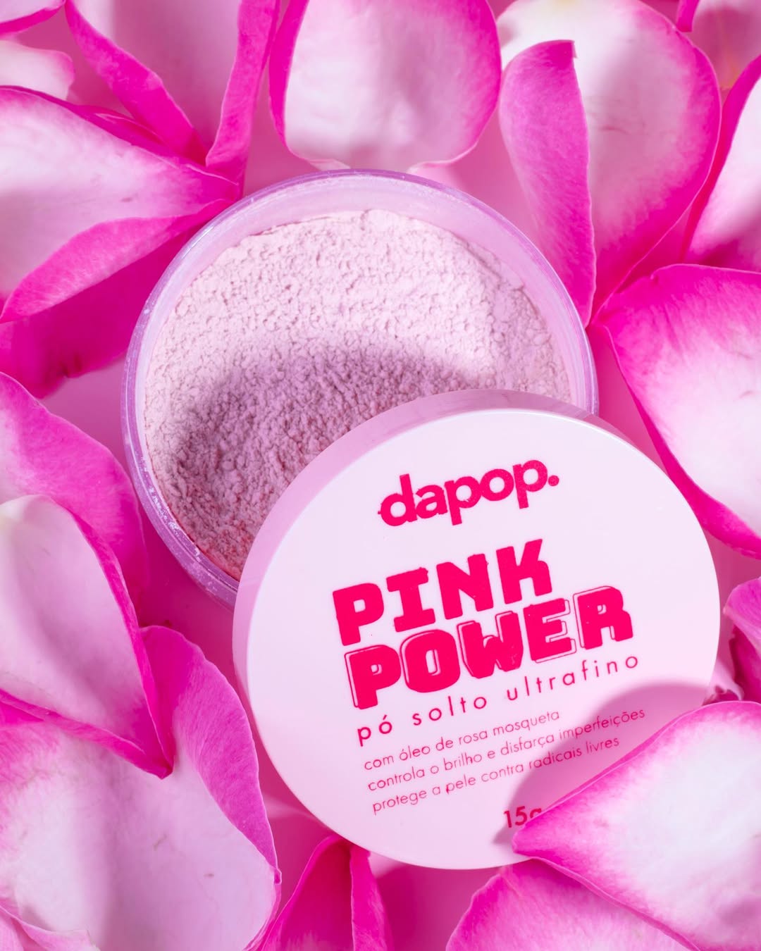 Pó Solto Ultrafino Pink Power Rosa Mosqueta - Dapop | Efeito Aveludado e Controle da Oleosidade